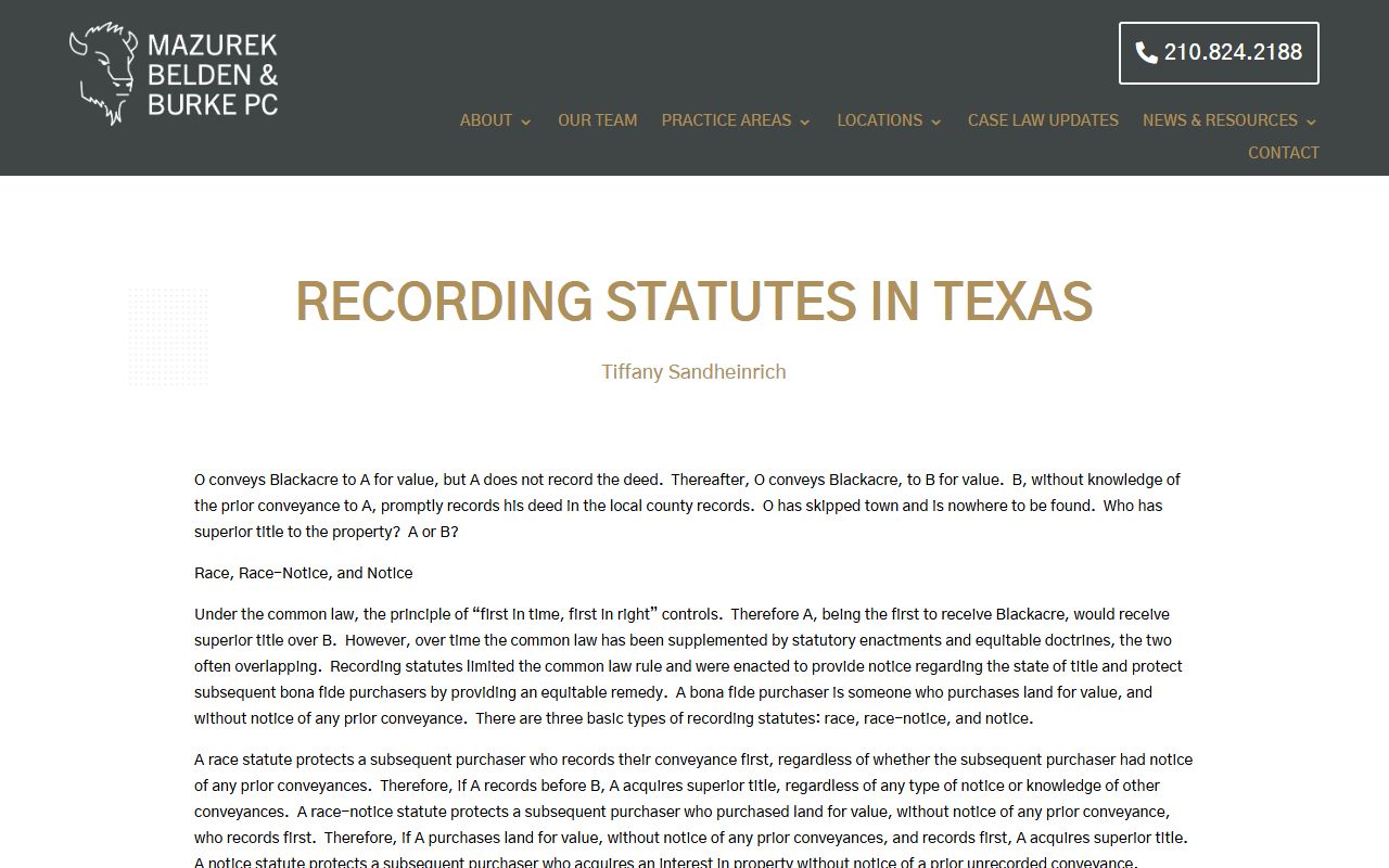 Texas Recording Act and deed records notice requirements